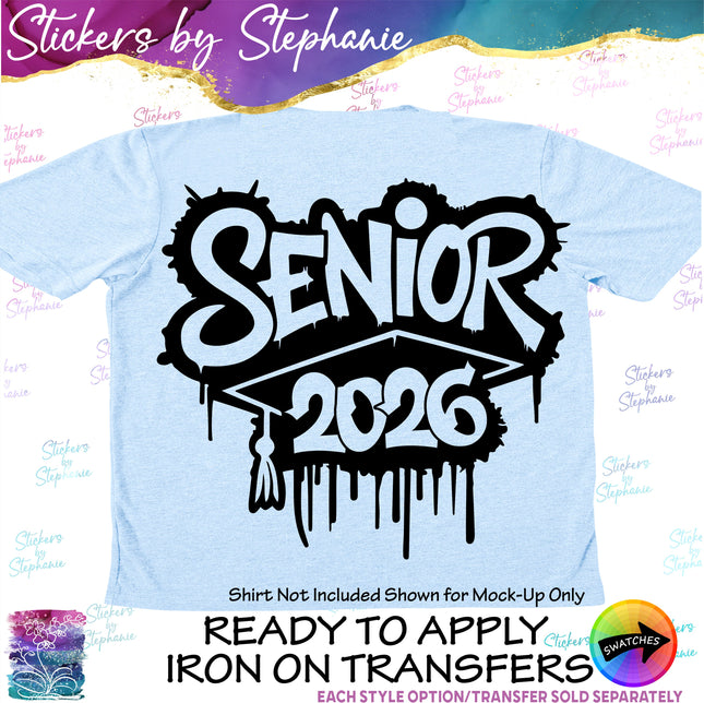 (s03Y-041) Senior Year Dripping Graffiti Iron-On Transfer