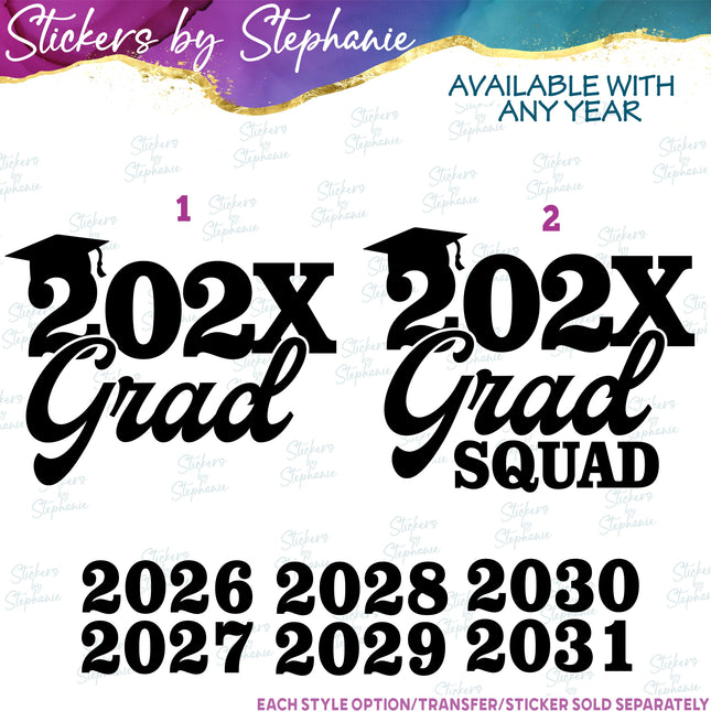 (s03Y-043) Year Grad Squad Iron-On Transfer