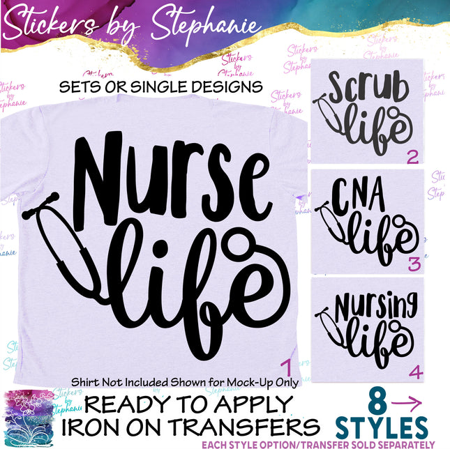 (s03-148) Nurse Life CNA Doctor Nursing Vet Iron-On Transfer or Sticker