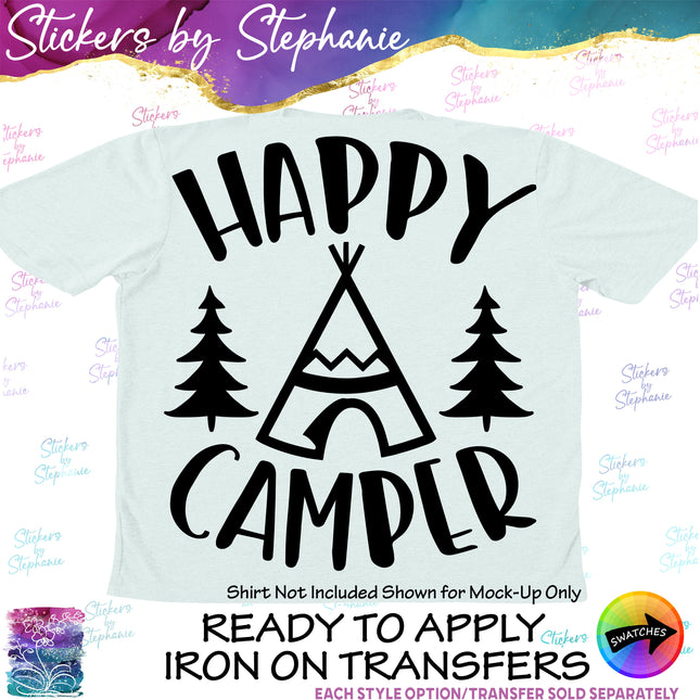 (s03-179) Happy Camper Teepee Iron-On Transfer