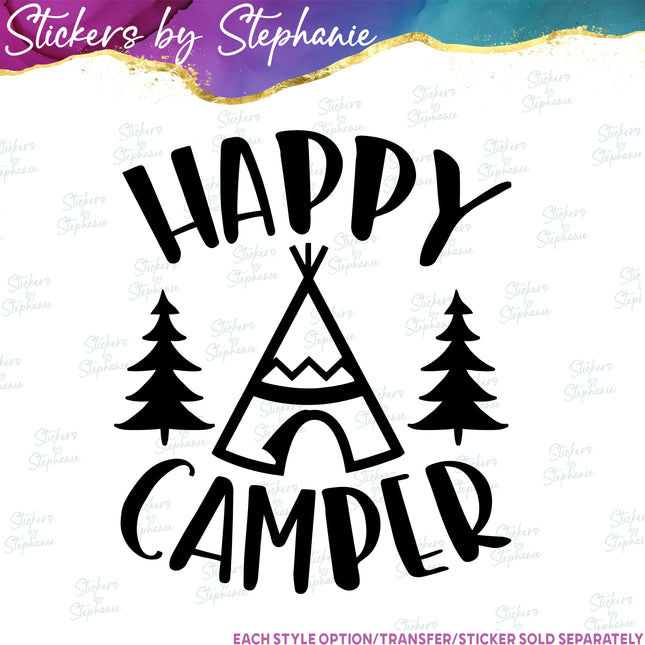 (s03-179) Happy Camper Teepee Iron-On Transfer