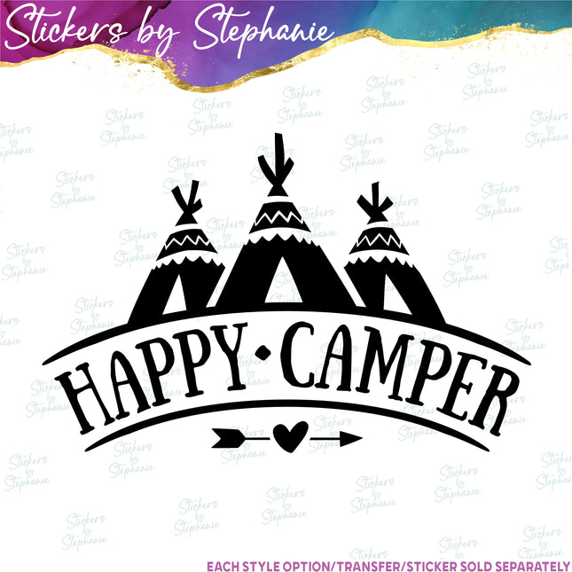(s03-185) Happy Camper Teepee Iron-On Transfer