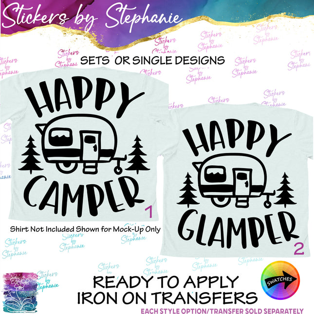 (s03-186) Happy Camper Glamper Iron-On Transfer