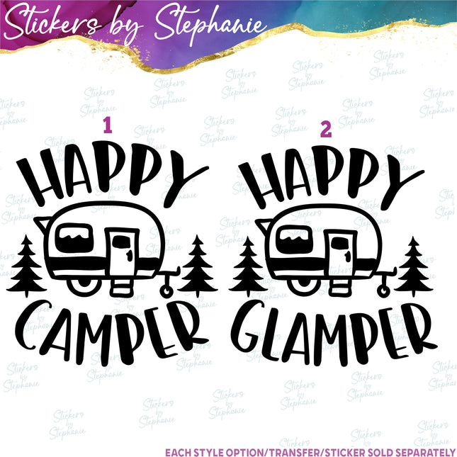 (s03-186) Happy Camper Glamper Iron-On Transfer
