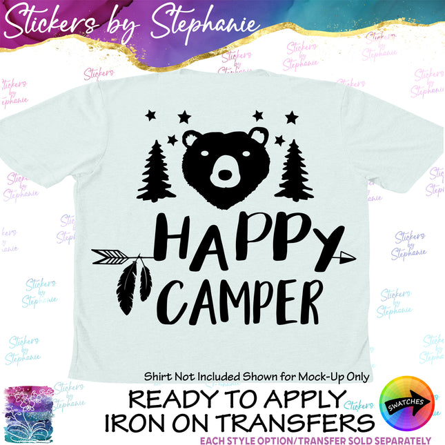(s03-190) Happy Camper Bear Iron-On Transfer