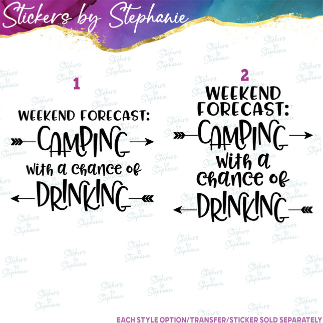 (s03-202) Weekend Forest Camping Chance of Drinking Iron-On Transfer