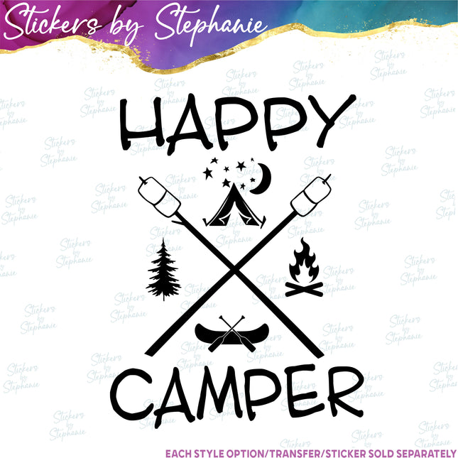 (s03-212) Happy Camper Iron-On Transfer