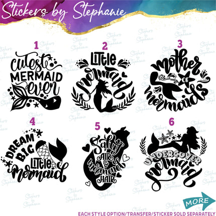 (s03-222) Cutest Mermaid Ever Little Mother Of Dream Big Iron-On Transfer or Sticker