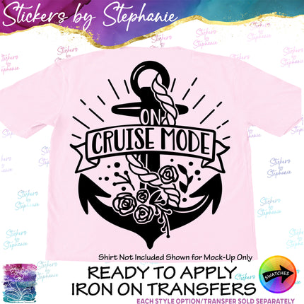 (s03-246) On Cruise Mode Anchor Flowers Iron-On Transfer