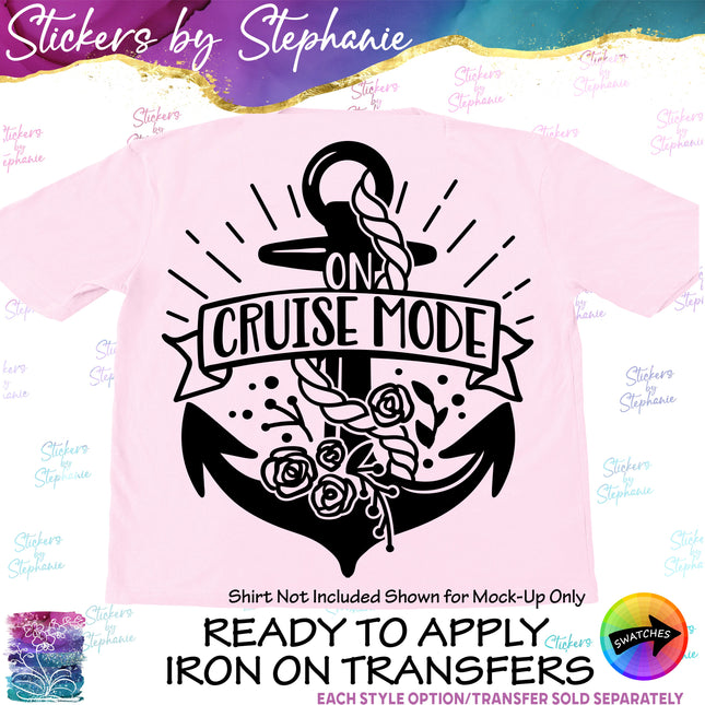 (s03-246) On Cruise Mode Anchor Flowers Iron-On Transfer