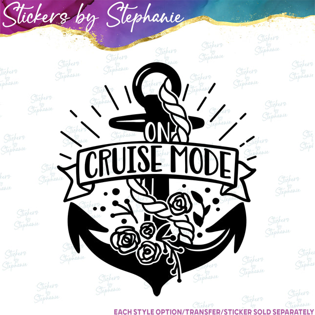 (s03-246) On Cruise Mode Anchor Flowers Iron-On Transfer