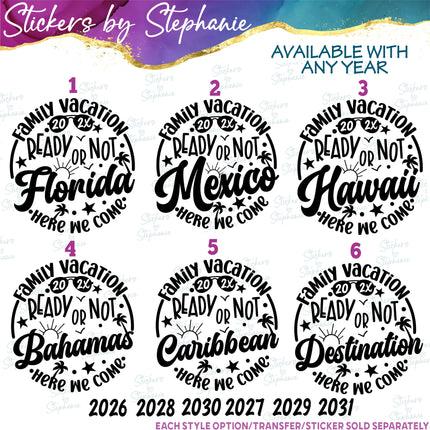 (s03Y-051) Ready or Not Florida Mexico Destination Here We Come Iron-On Transfer