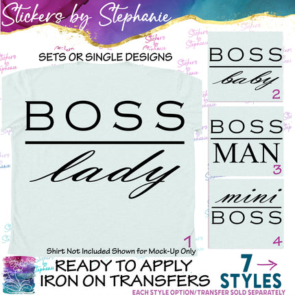 (s03-026) Boss Lady Man Baby Mini Iron-On Transfer