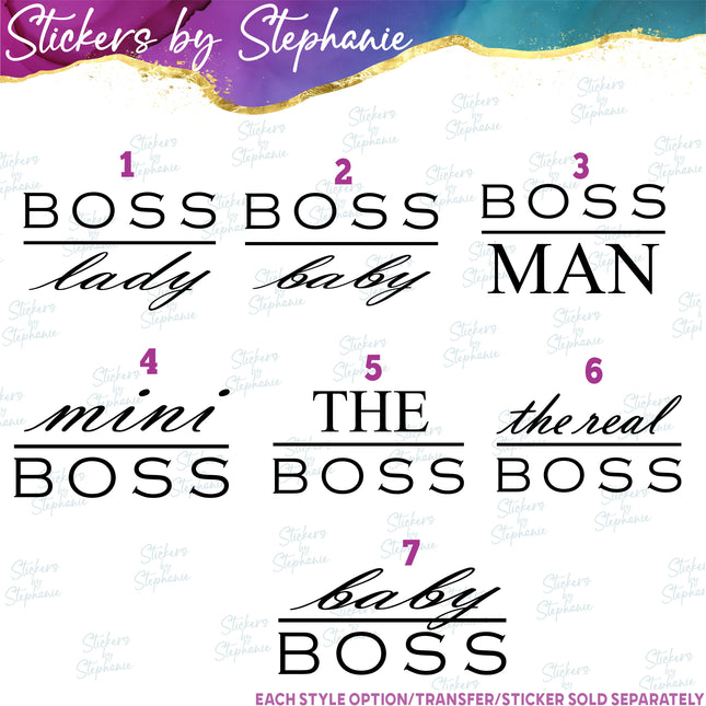 (s03-026) Boss Lady Man Baby Mini Iron-On Transfer