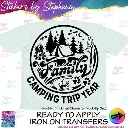 (s03-277) Family Camping Trip Year Iron-On Transfer or Sticker