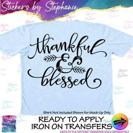 (s03-287) Thankful & Blessed Iron-On Transfer