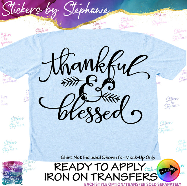 (s03-287) Thankful & Blessed Iron-On Transfer