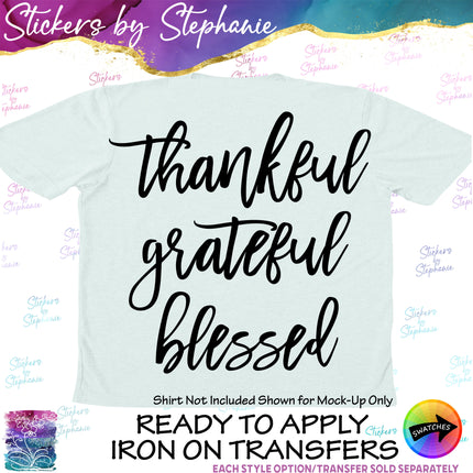 (s03-288) Thankful Grateful Blessed Iron-On Transfer