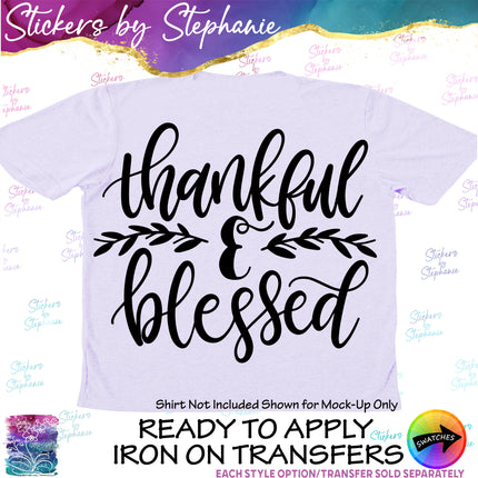 (s03-289) Thankful & Blessed Iron-On Transfer