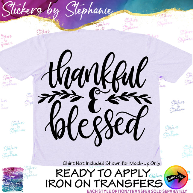 (s03-289) Thankful & Blessed Iron-On Transfer