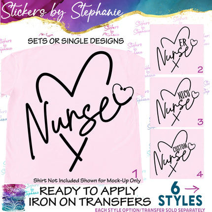 (s03-290) Nurse Heart ER Pediatric NICU School Iron-On Transfer or Sticker
