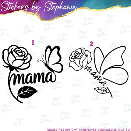 (s03-301) Mama Rose Butterfly Iron-On Transfer or Sticker