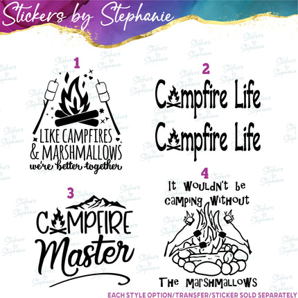 (s03-306) Campfires Marshmallows Campfire Life Master Iron-On Transfer or Sticker