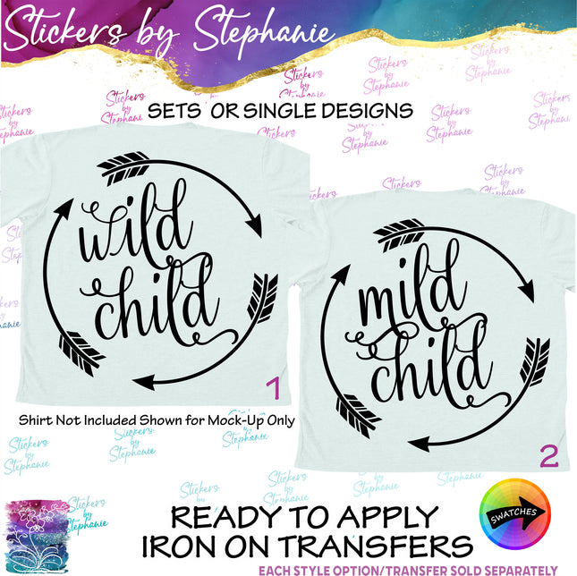 (s03-033) Wild Mild Child Arrows Iron-On Transfer or Sticker