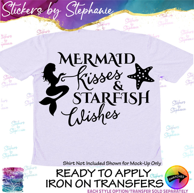 (s03-335) Mermaid Kisses Starfish Wishes Iron-On Transfer