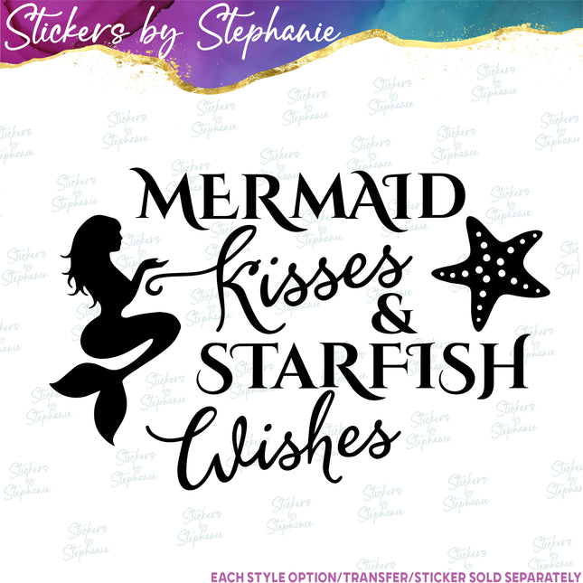 (s03-335) Mermaid Kisses Starfish Wishes Iron-On Transfer