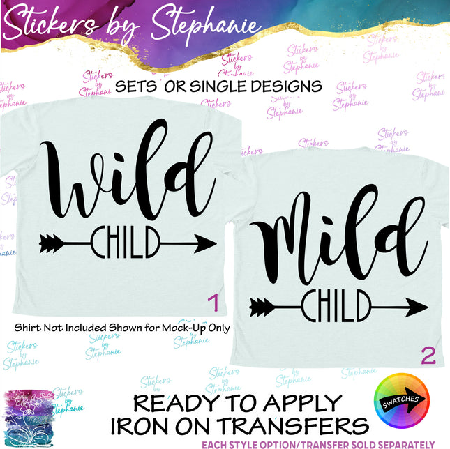 (s03-034) Wild Mild Child Arrow Iron-On Transfer