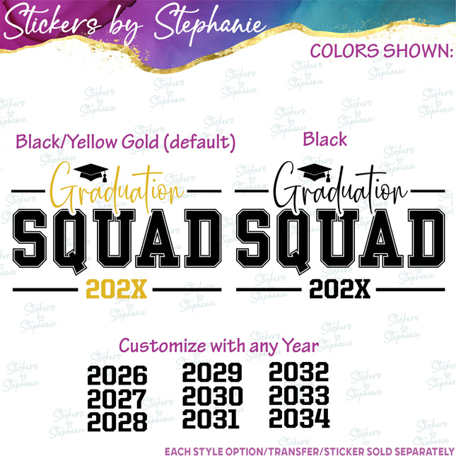 (s03Y-058) Graduation Squad Year Iron-On Transfer
