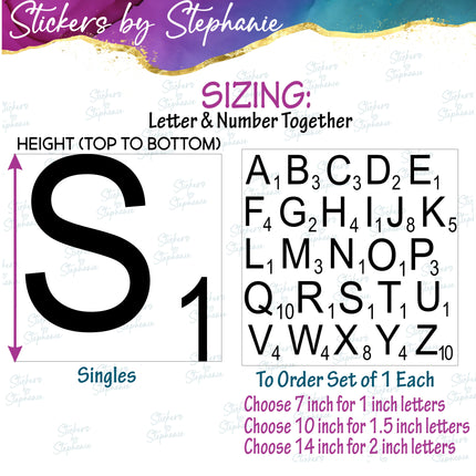 (s03-343) Scrabble Tile Letters Iron-On Transfer or Sticker