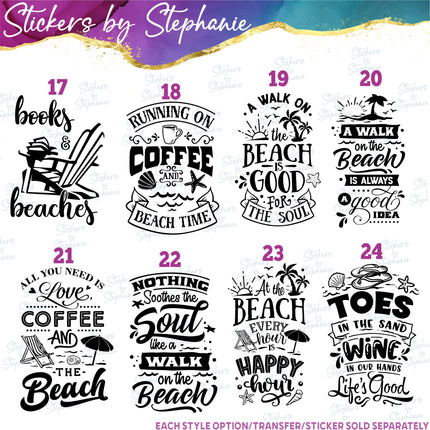 (s03-357) Beach Phrases Iron-On Transfer or Sticker