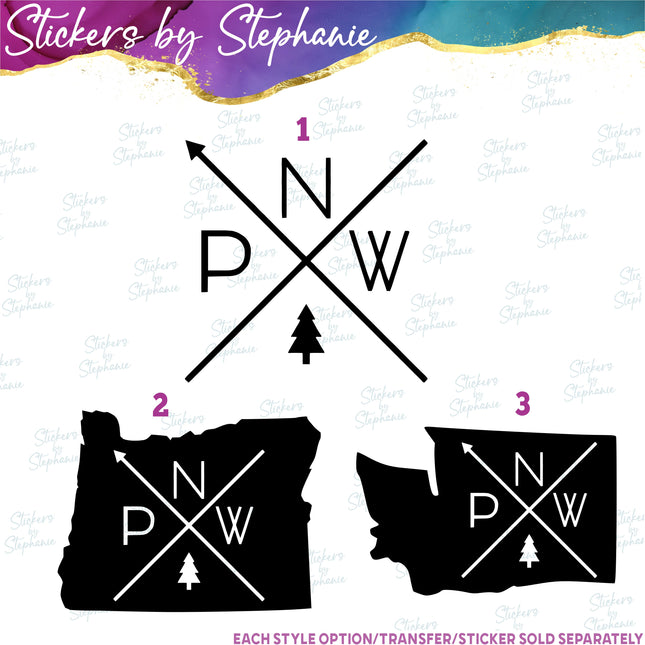 (s03-359) PNW Pacific Northwest Oregon Washington Iron-On Transfer