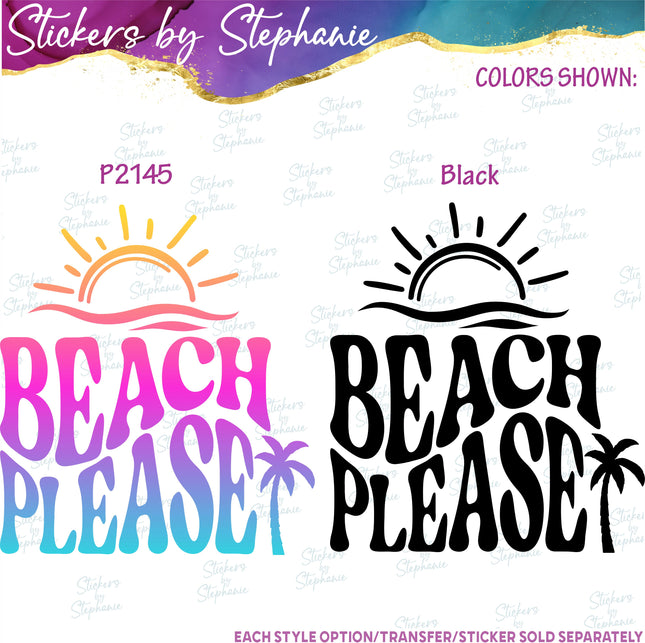 (s03-036) Beach Please Iron-On Transfer