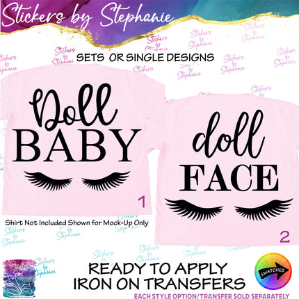 (s03-387) Doll Face Baby Lashes Eyelashes Iron-On Transfer or Sticker