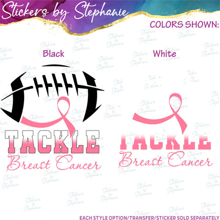 (s03-043) Tackle Breast Cancer Football Iron-On Transfer or Sticker