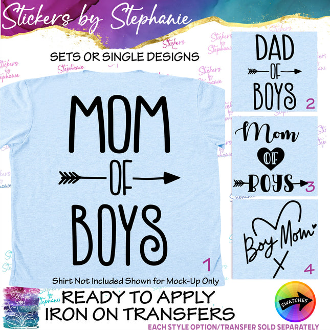 (s03-051) Mom of Boys Dad Boy Iron-On Transfer or Sticker