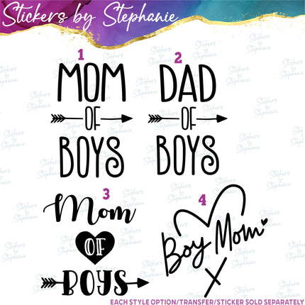 (s03-051) Mom of Boys Dad Boy Iron-On Transfer or Sticker