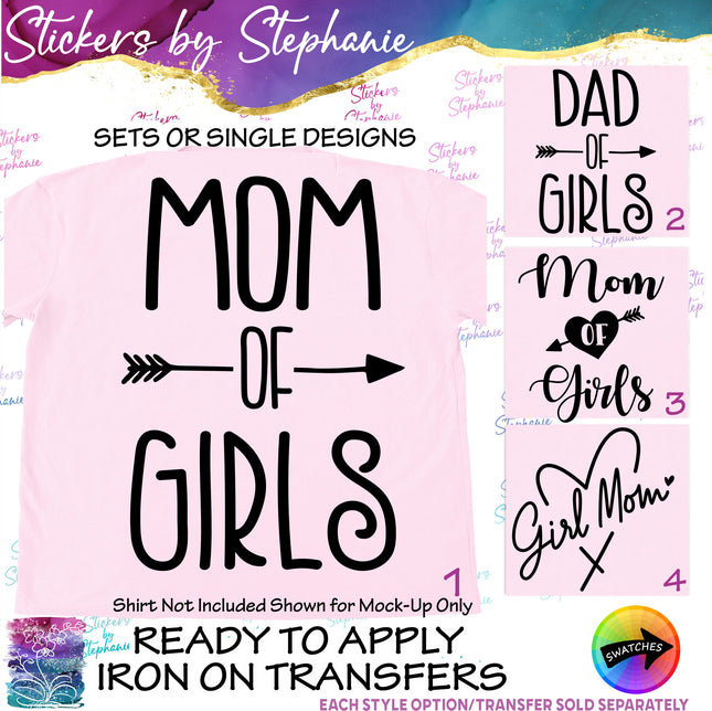 (s03-052) Mom of Girls Dad Girl Iron-On Transfer or Sticker