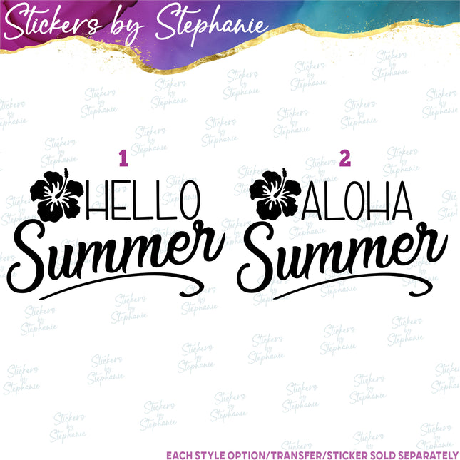(s03-058) Hello Aloha Summer Hibiscus Iron-On Transfer