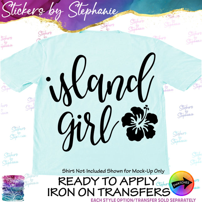 (s03-007) Island Girl Hibiscus Iron-On Transfer