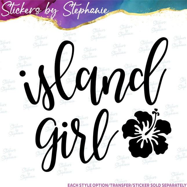 (s03-007) Island Girl Hibiscus Iron-On Transfer