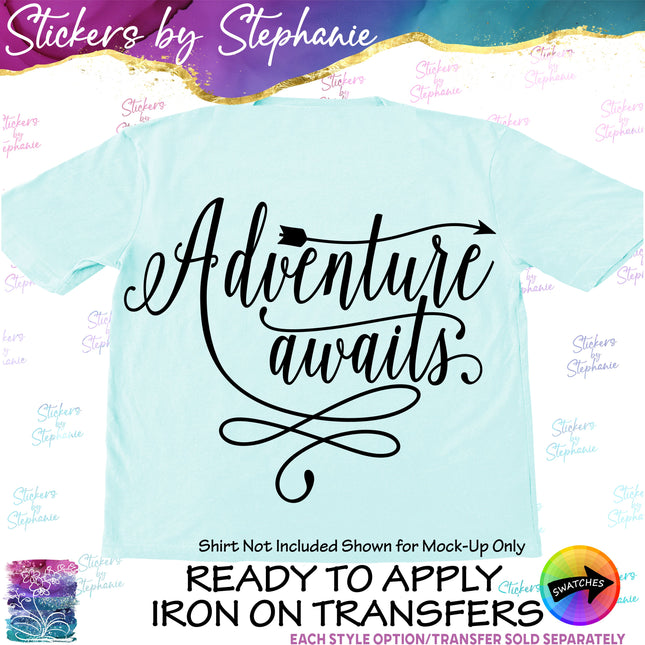 (s03-088) Adventure Awaits Iron-On Transfer