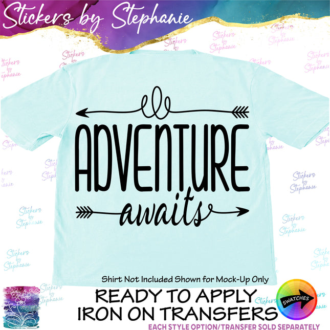(s03-090) Adventure Awaits Iron-On Transfer