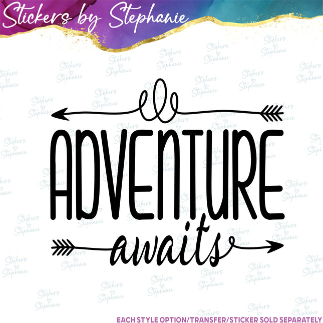 (s03-090) Adventure Awaits Iron-On Transfer