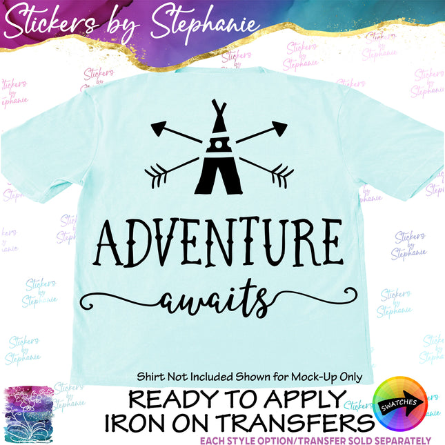 (s03-091) Adventure Awaits Iron-On Transfer