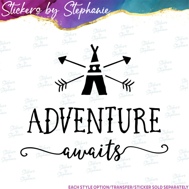 (s03-091) Adventure Awaits Iron-On Transfer