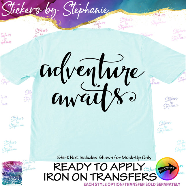 (s03-092) Adventure Awaits Iron-On Transfer
